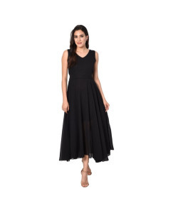 Womens BLACK BADDI Georgette Solid Maxi Dress
